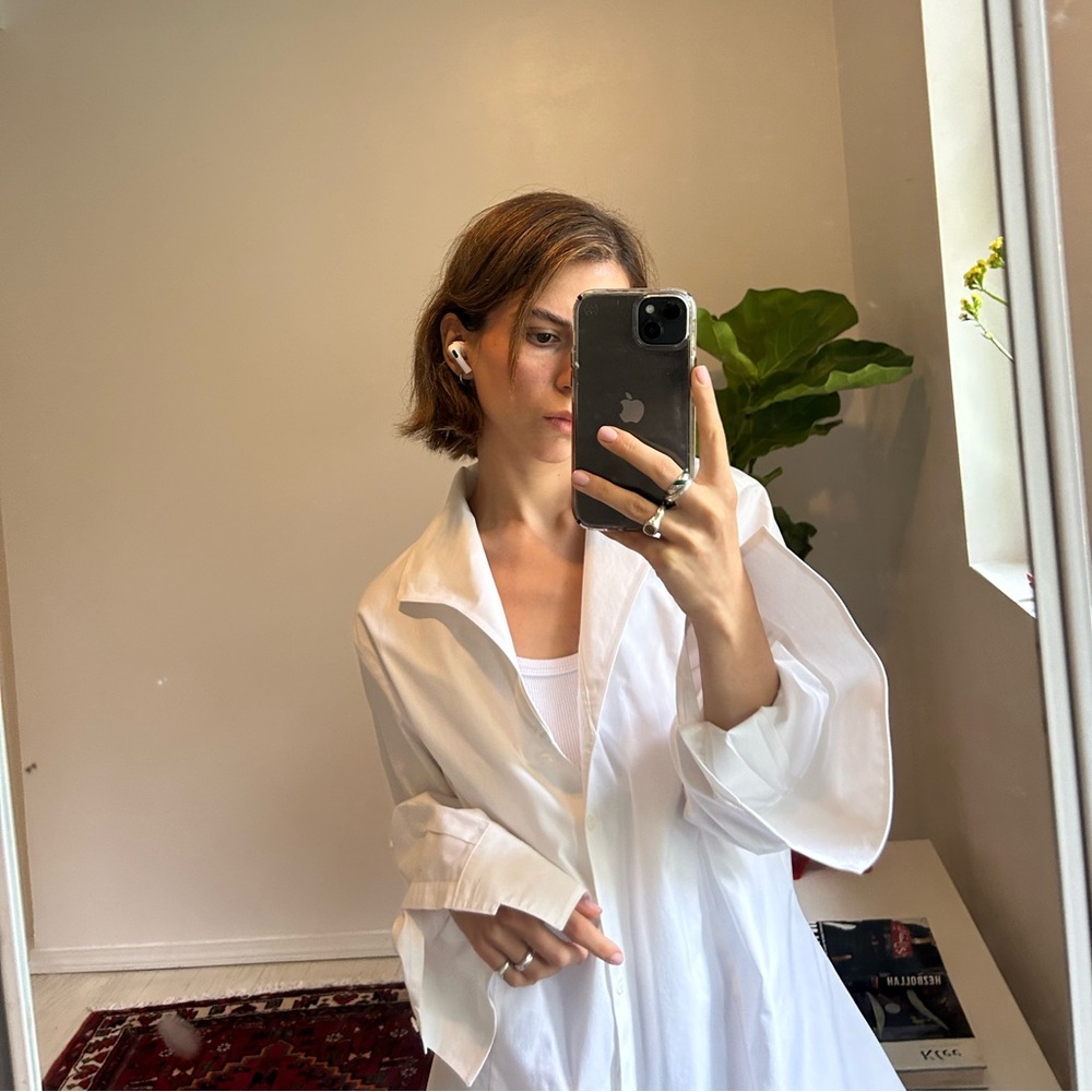 White Oversized Button Down Shirt - image 2